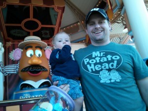 Raymond and Dad in line for Toy Story Mania
