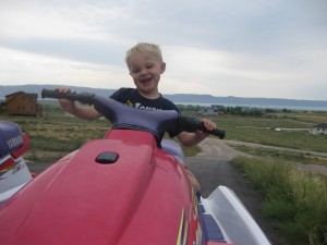 Pack was to nervous to ride the wave runner but sure seems to enjoy it on dry land :)