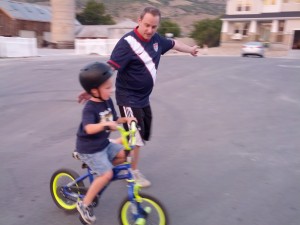 Packer learned to ride his bike last night!