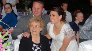 the Bride and Groom with Grandma Great